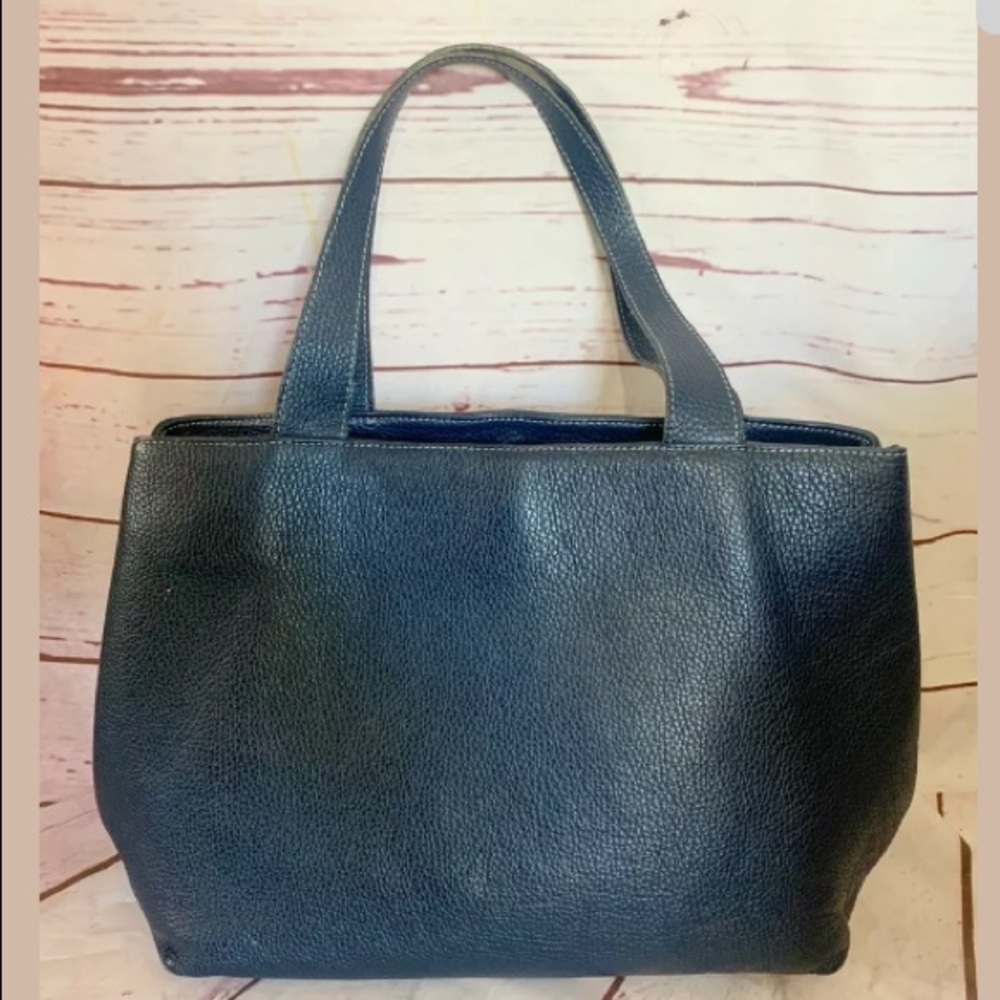 Giordano Navy Leather Tote Shoulder Bag Purse